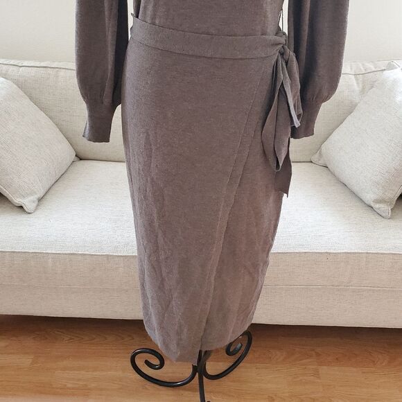 NEW! Taylor Petite Side-Tie Sweater Midi Dress - size PL (Petite Large) in Grey - Picture 4 of 12